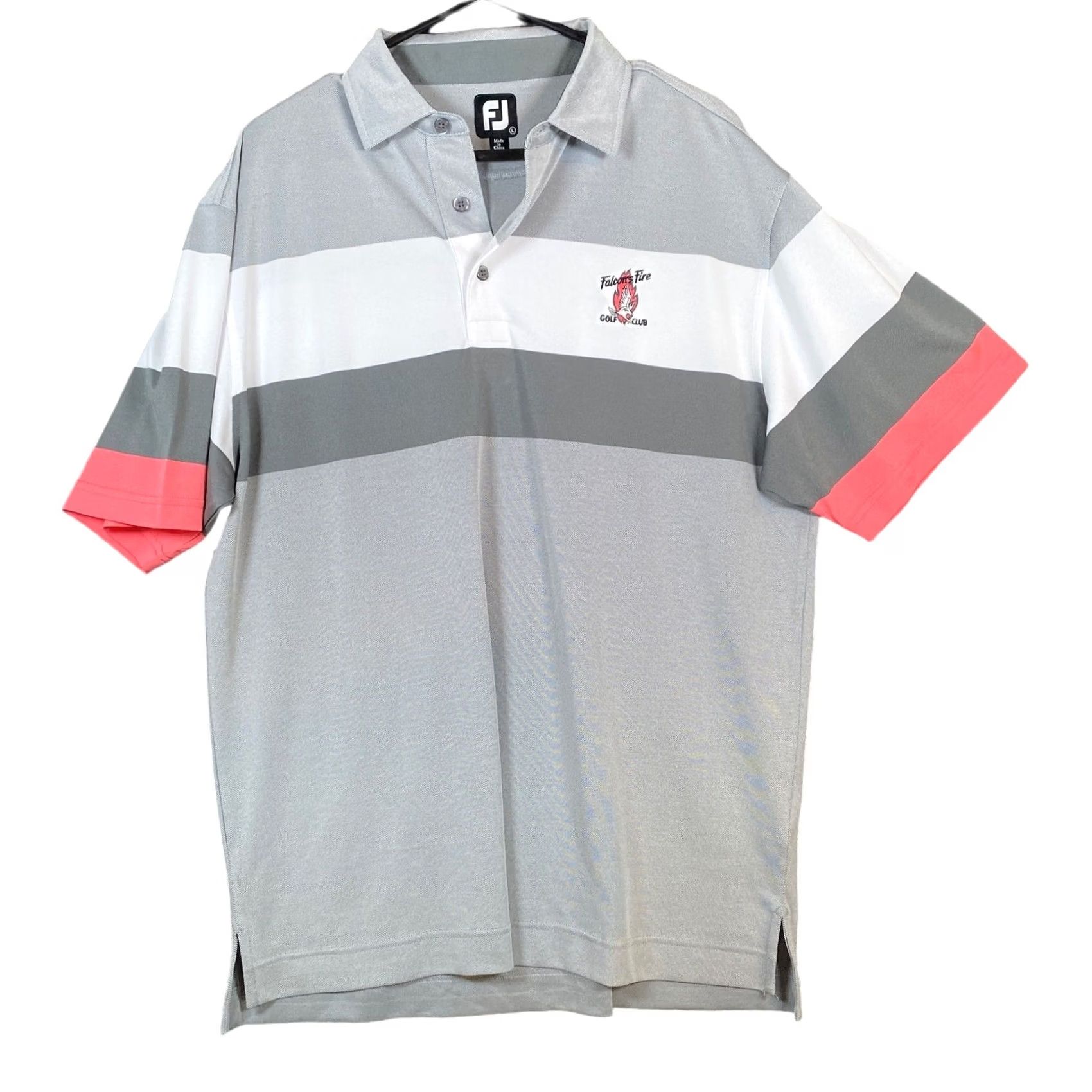 Footjoy FootJoy Mens Polo Shirt Gray Pink Stripe Golf Comfort Quick Dry Stretch Large Size US L / EU 52-54 / 3 - 2 Thumbnail