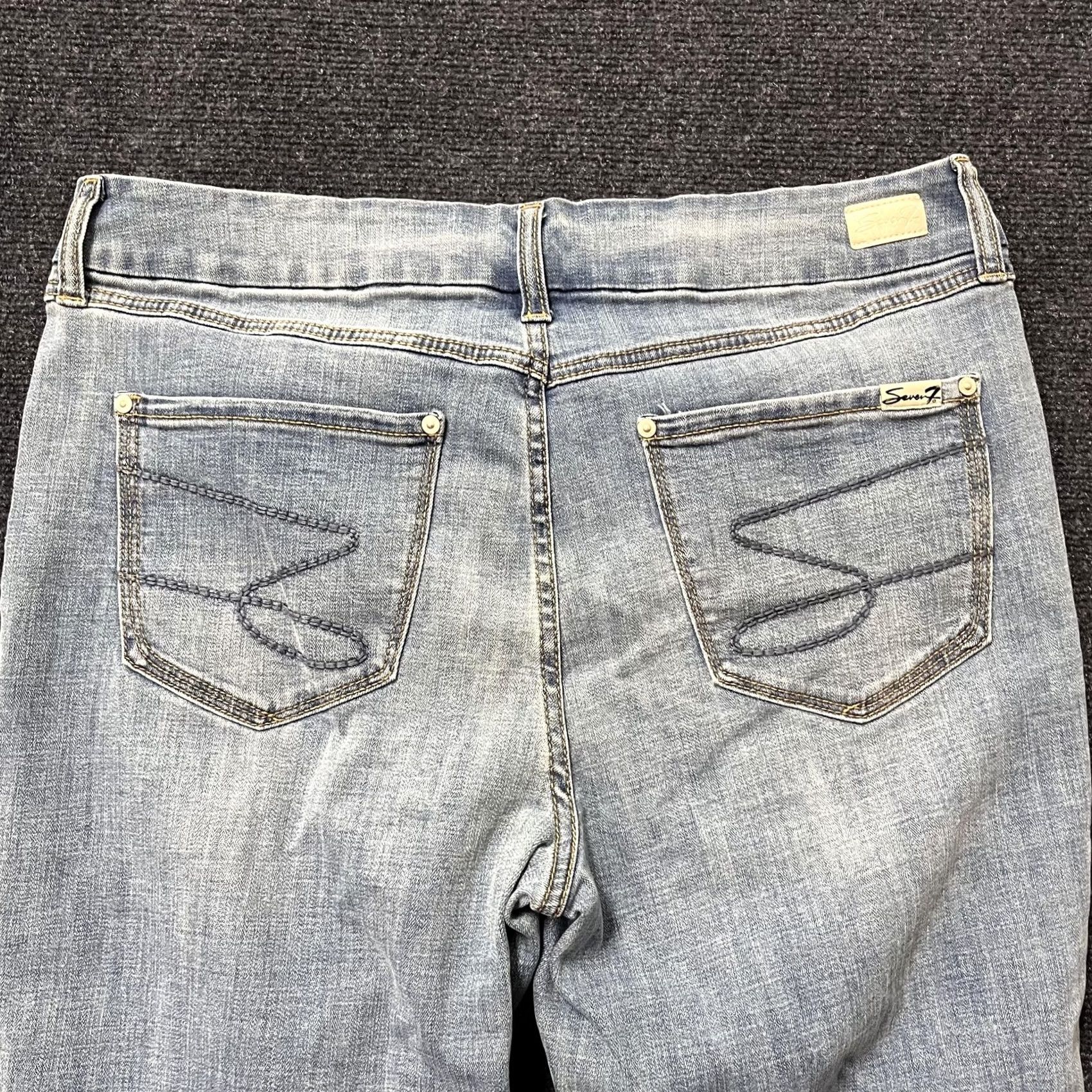 Vintage Seven7 Jeans Womens 16 Light Wash Distressed Skinny Stretch Blue Denim Pants Size 38" / US 16 / IT 52 - 7 Thumbnail