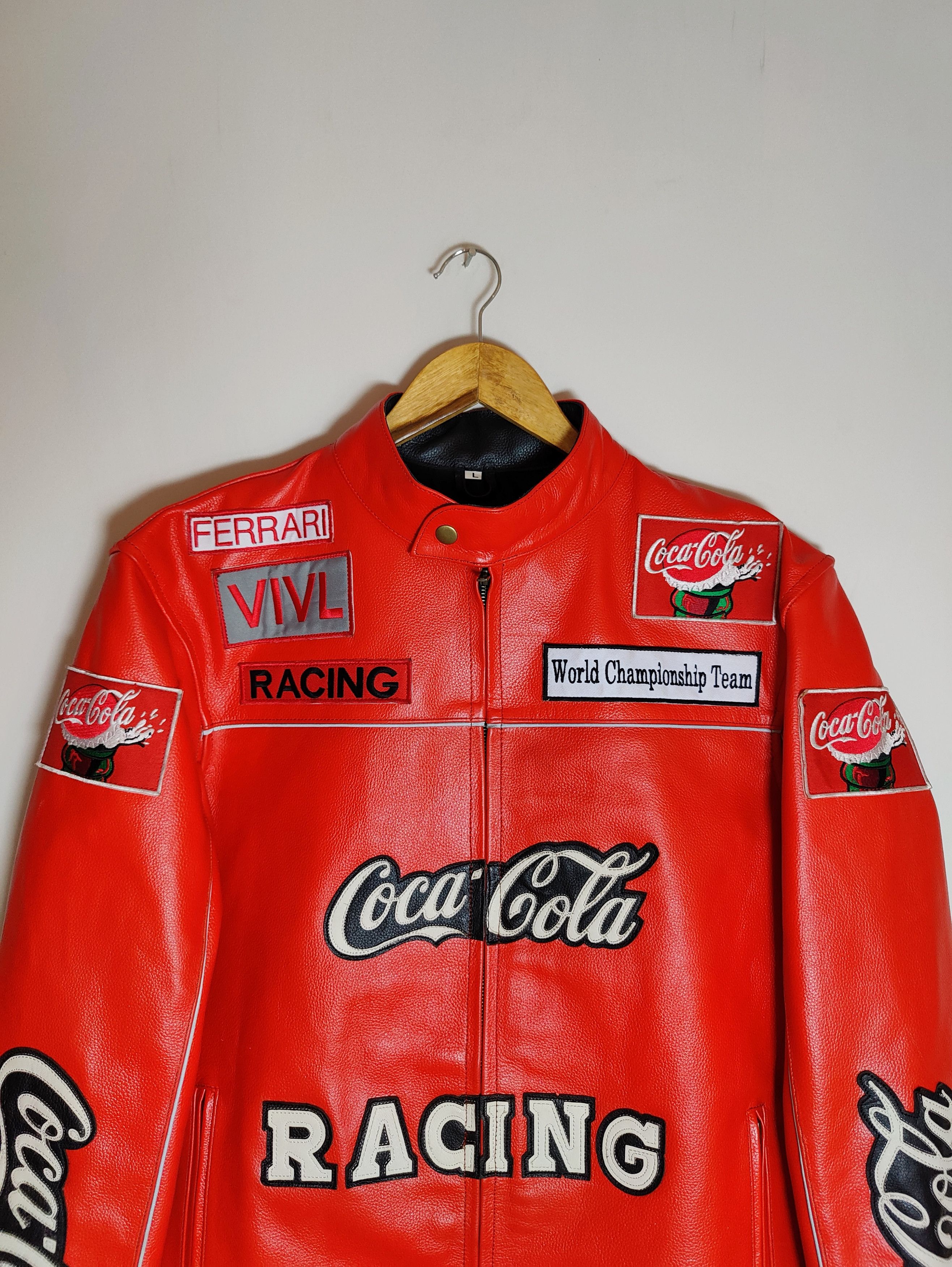 Vintage Coca Cola Racing Leather Jacket RARE 90s Size US M / EU 48-50 / 2 - 6 Thumbnail