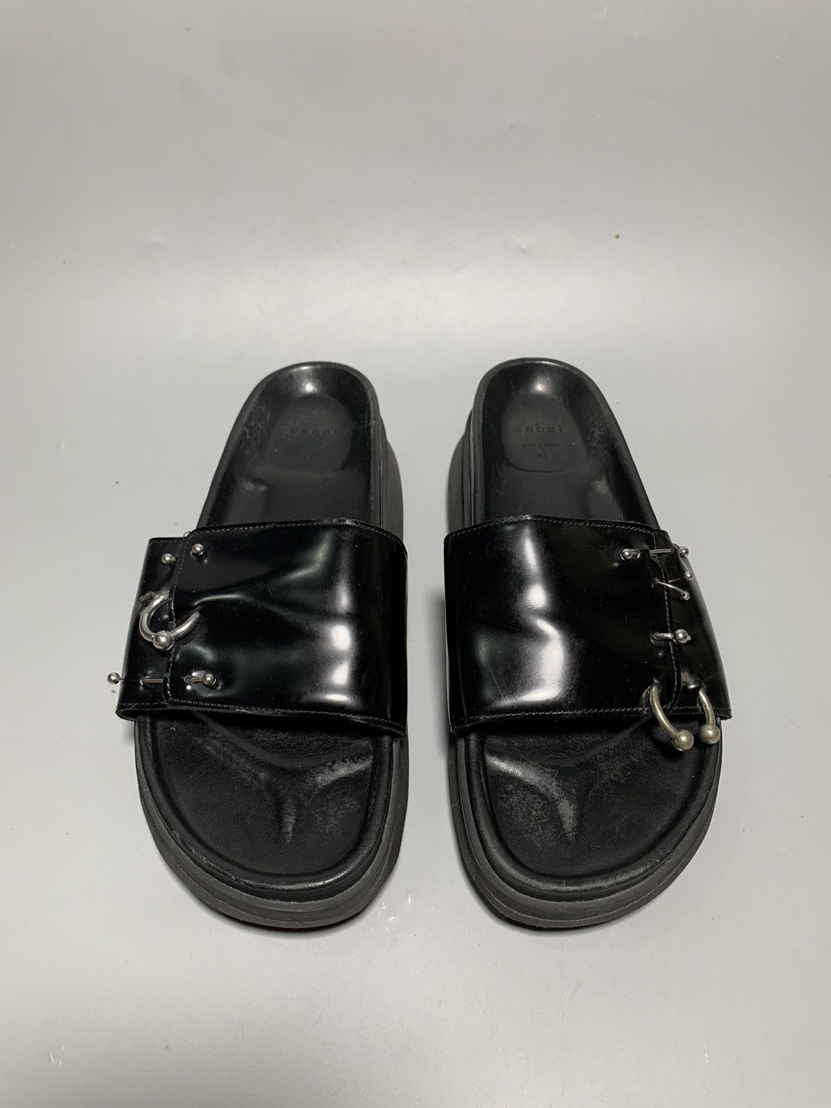 Sacai SACAI SS22 BLACK PIERCED LEATHER SANDALS Size US 10 / EU 43 - 1 Thumbnail