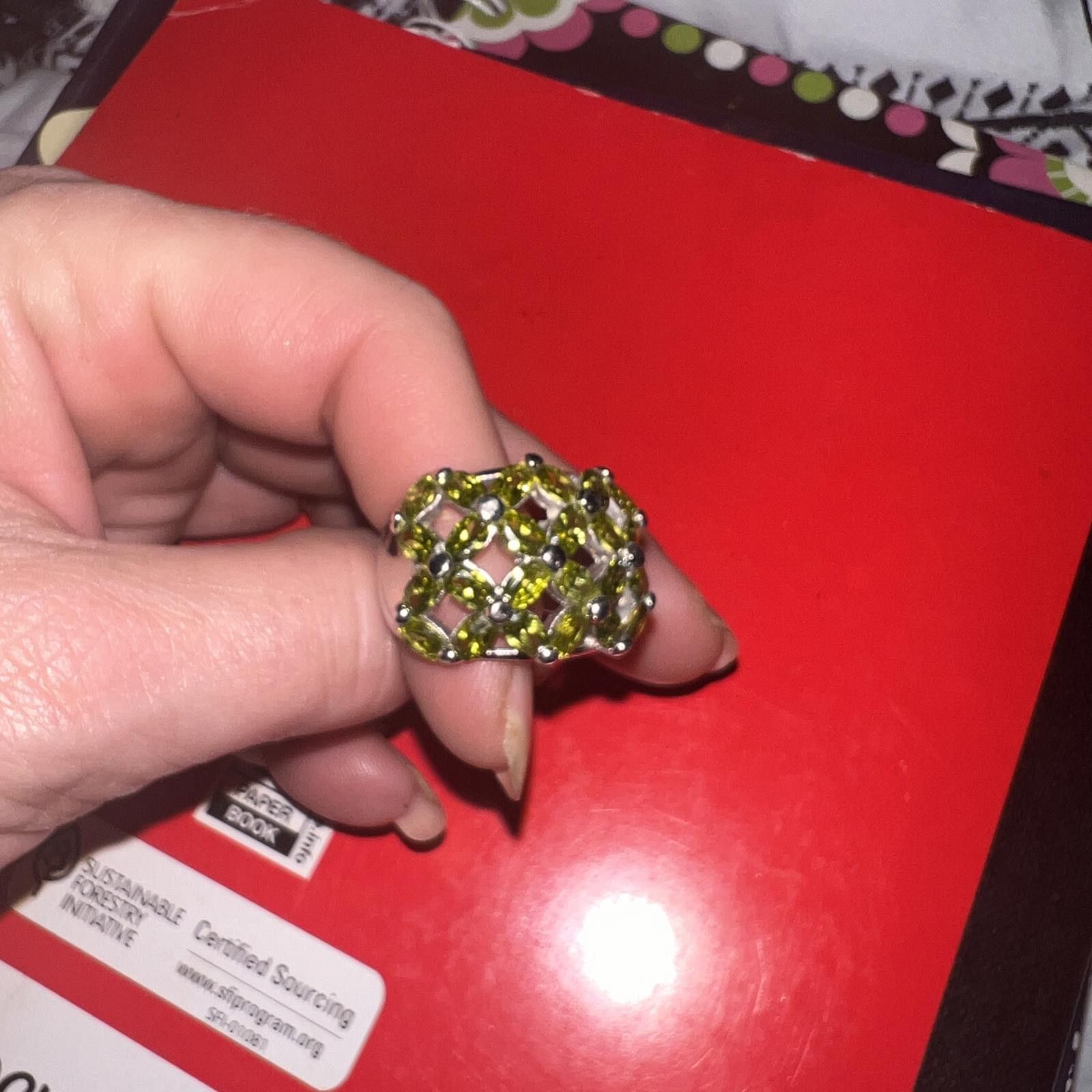 Unknown London Women's Green Gemstone Silver Ring Size ONE SIZE - 1 Thumbnail