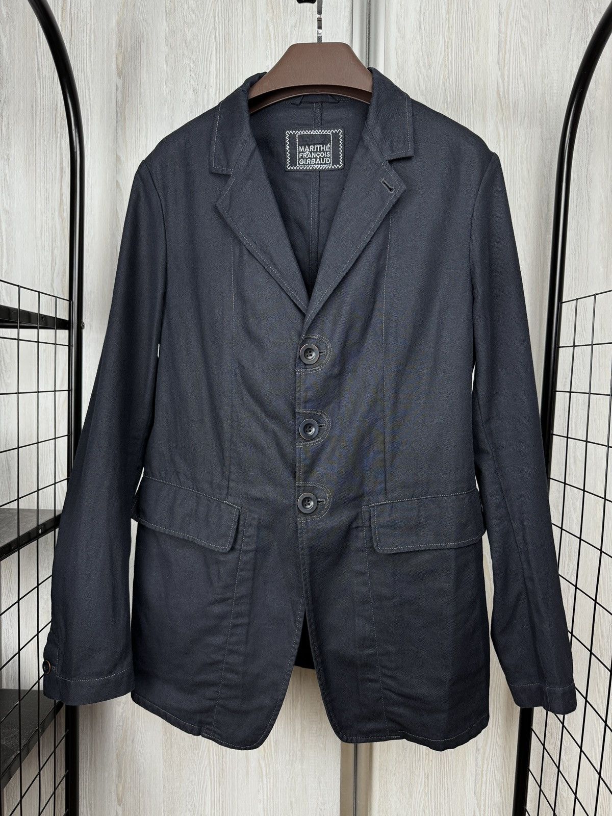 Marithe + Francois Girbaud Marithe Francois Girbaud Linen Cotton Men Blazer Avant Garde Size 42R - 2 Thumbnail