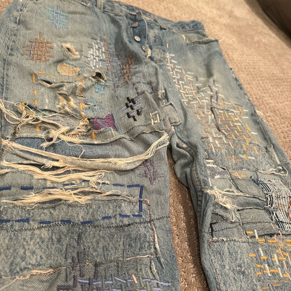 Kentucky Boy Tyler Very Folky Mock Mend Jeans Size US 31 - 5 Thumbnail