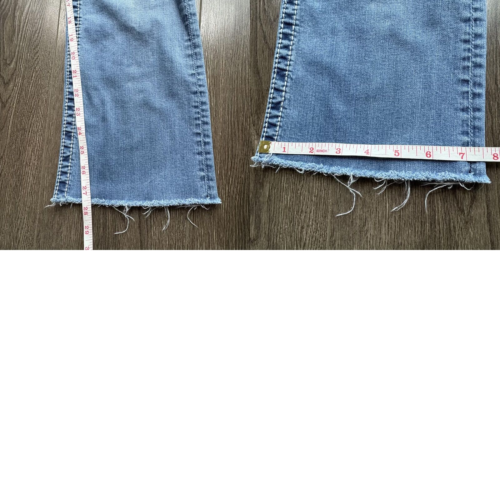 Miss Me Y2K Miss Me Bootcut Jeans Womens 28 Medium Wash Blue Raw Hem Rhinestone Denim Size 28" / US 6 / IT 42 - 8 Thumbnail
