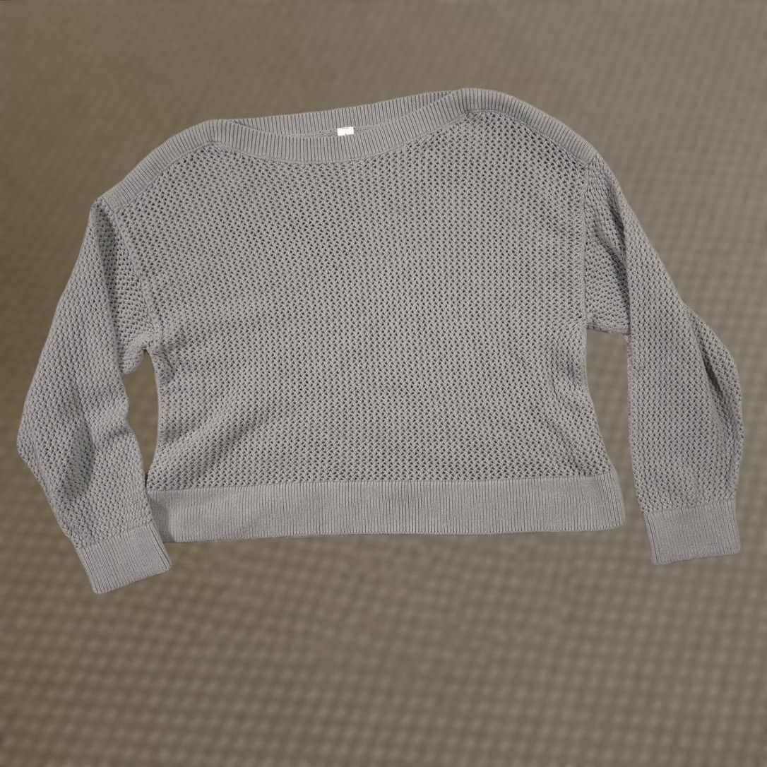 Old Navy Old Navy Sweater Womens L Gray Open Knit Boat Neck Long Sleeve Pullover Size L / US 10 / IT 46 - 1 Thumbnail
