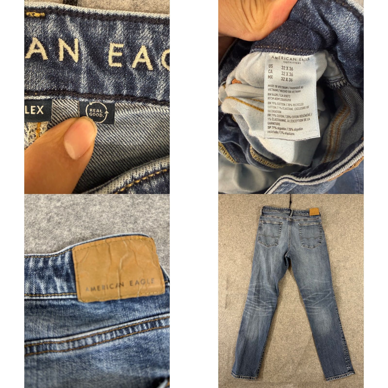 American Eagle Outfitters American Eagle Jeans Mens 32x36 Blue Denim Stretch Slim Straight Flex Whiskering Pockets 5-Pocket Design City Streetwear Y2K Mens Size US 32 / EU 48 - 8 Thumbnail