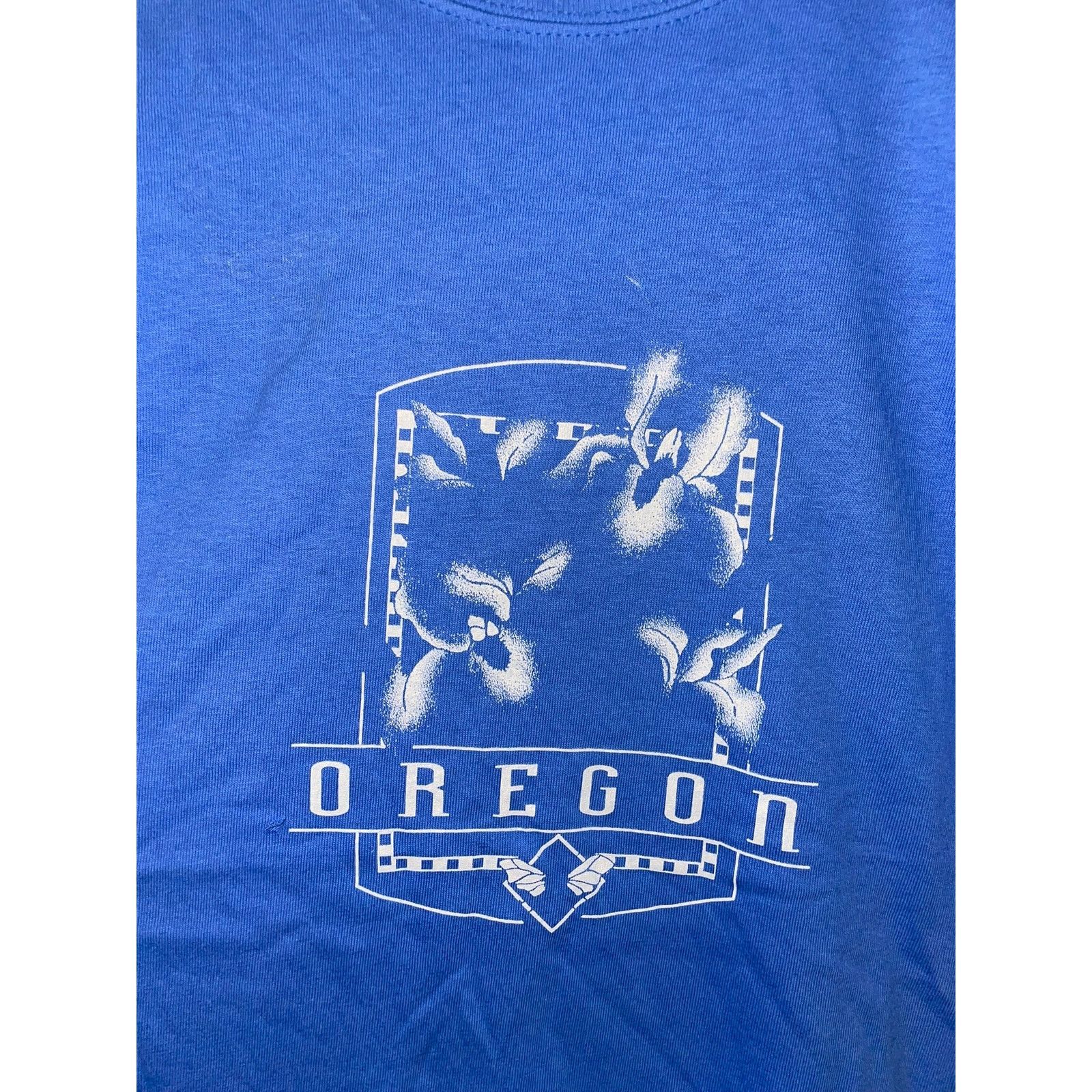 Anvil Vintage Oregon Shirt Flower Blue Graphic Tee VTG 90s Medium Size US M / EU 48-50 / 2 - 2 Thumbnail