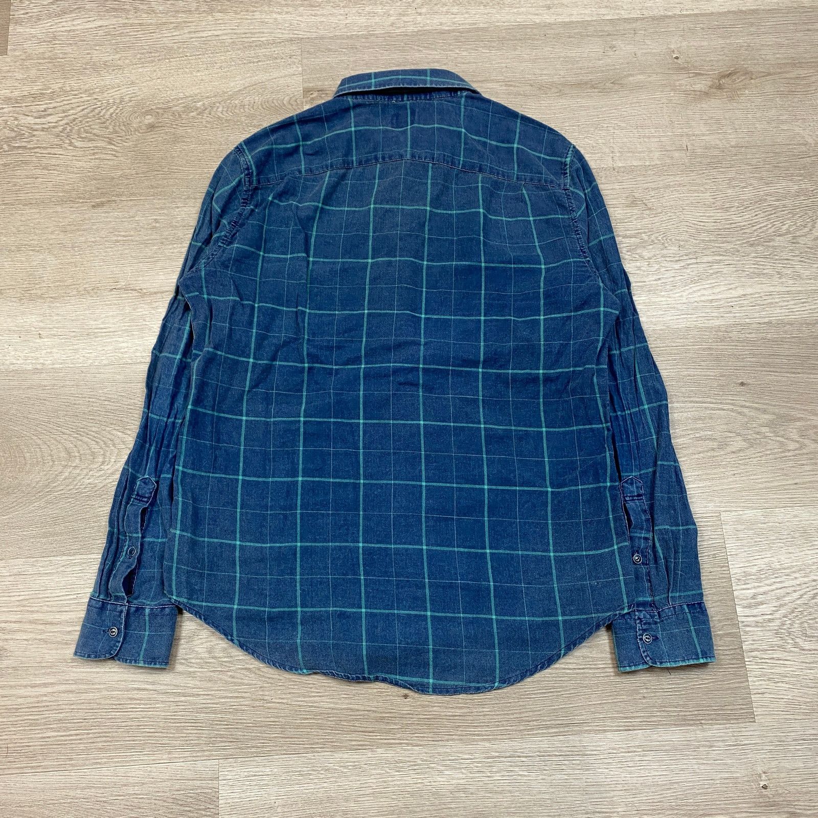 Faherty Faherty Slim Fit Indigo Windowpane Button Up Shirt Medium Size US M / EU 48-50 / 2 - 3 Thumbnail