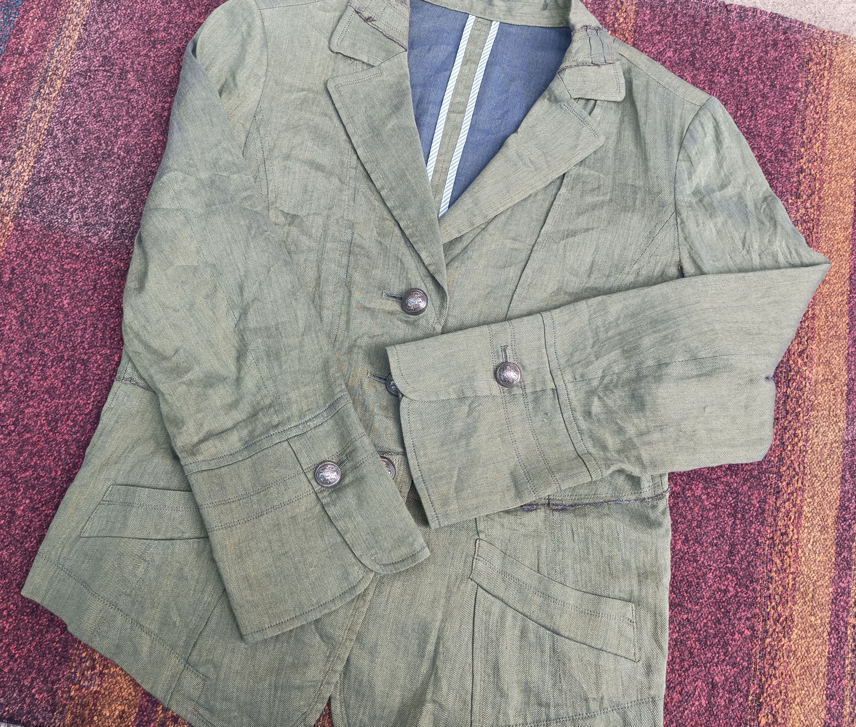 Japanese Brand (J573) Ivisuto Japan Green Three Button Blazer Jacket Sz 44 Size M / US 6-8 / IT 42-44 - 6 Thumbnail