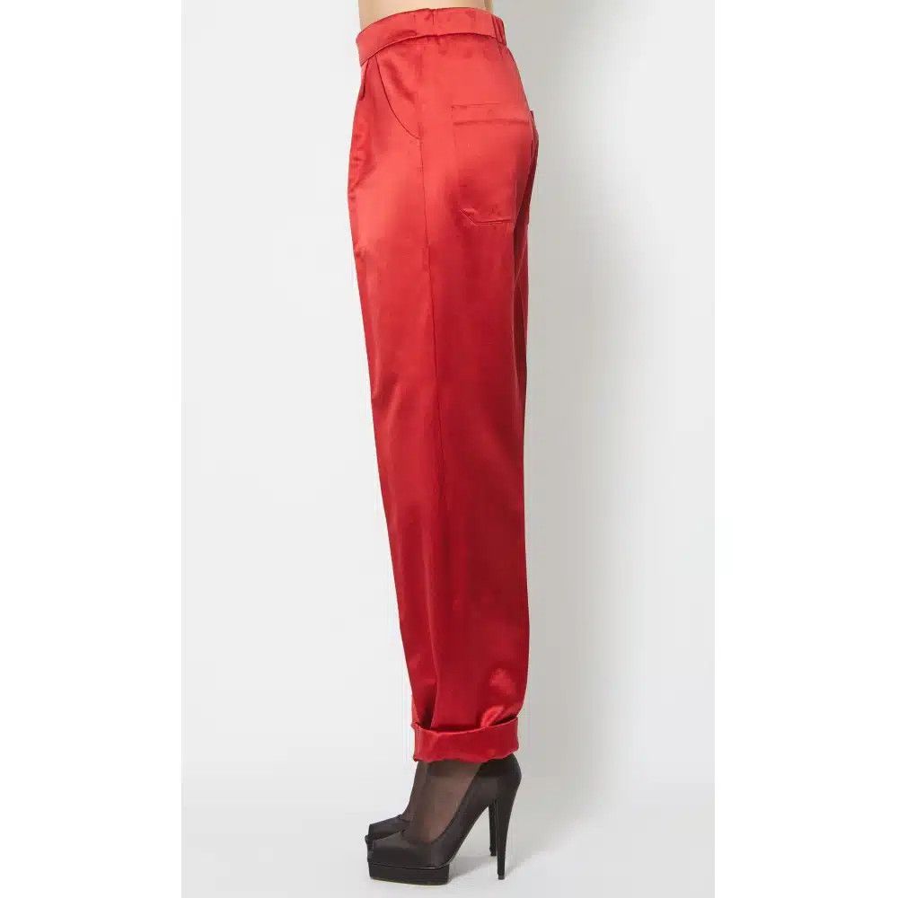 Tom Ford o1loc1c0526 PAW281 Silk Duchesse Boyfriend Cut Pant in Red Size 25" / US 0 / IT 36 - 3 Thumbnail