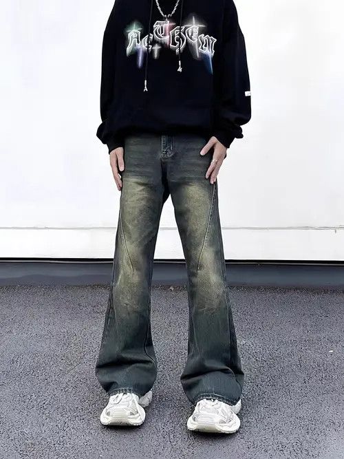 Jean Retro high street draped micro-flared loose jeans Size US 33 - 1 Thumbnail