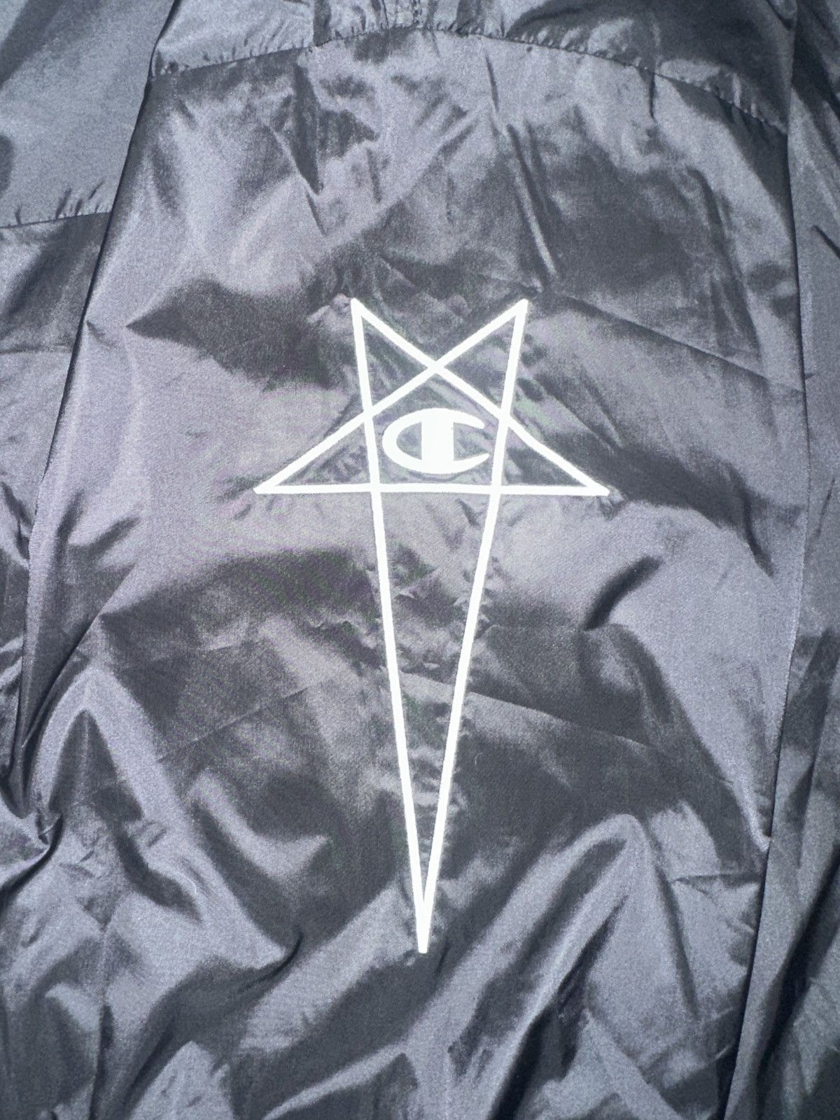 Champion × Rick Owens SS25 JUMBO JASON'S HOODIE IN BLACK LIGHT NYLON Size US M / EU 48-50 / 2 - 7 Thumbnail
