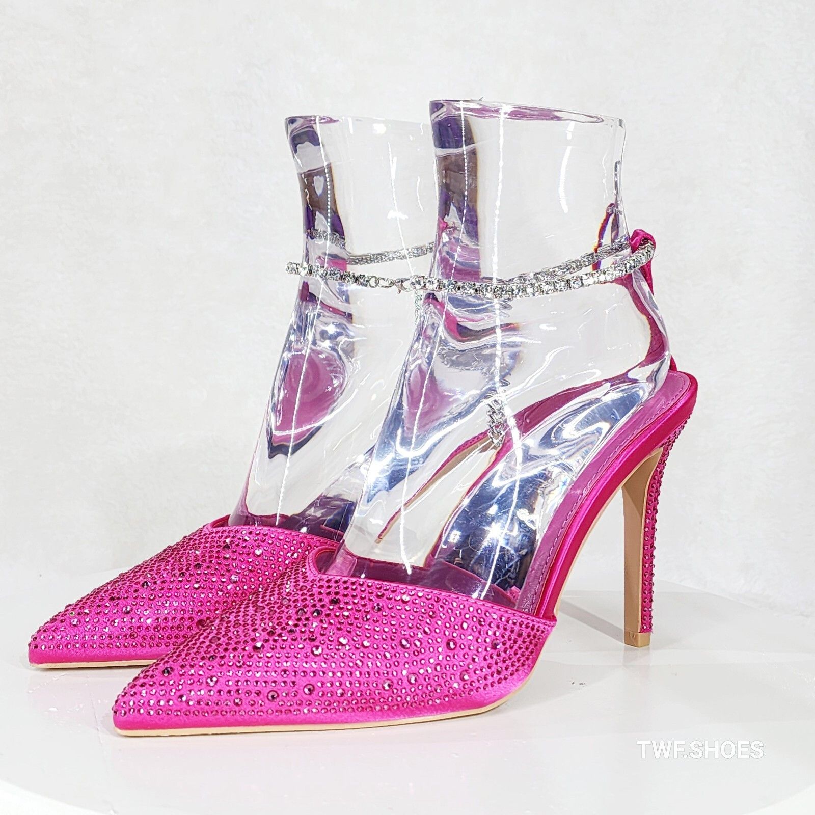 Other Simply Sexy Ankle Bracelet Hot Pink Rhinestone Pointy Toe Hi Size US 8 / IT 38 - 1 Thumbnail