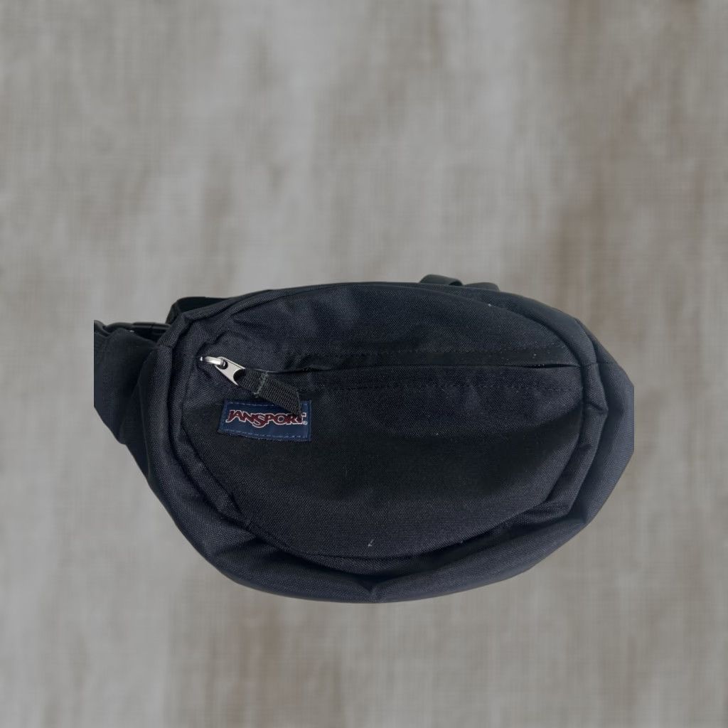 Jansport VINTAGE JANSPORT Fanny Pack Hip Bag Black Double Zip Unisex Adults Nylon Bag Size ONE SIZE - 1 Thumbnail