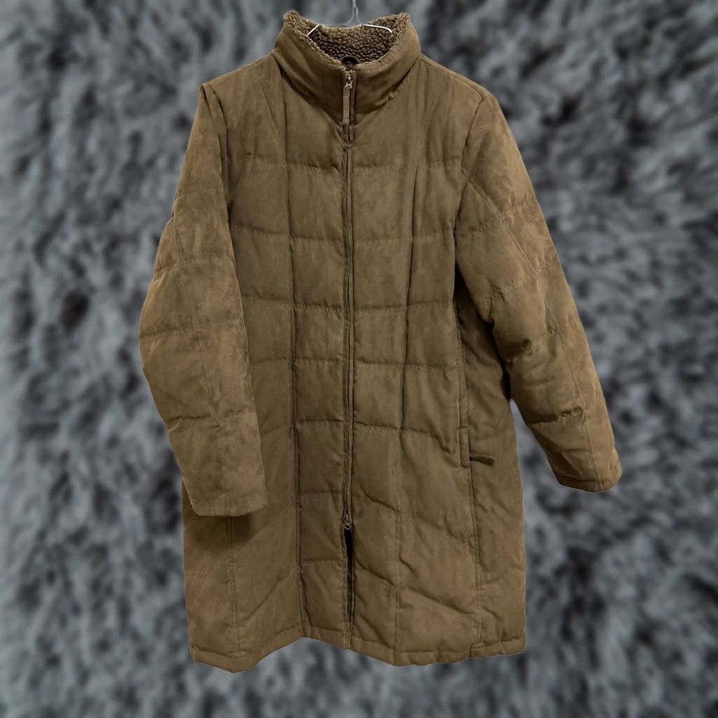 Vintage LL Bean Jacket Womens L Brown Puffer Long Coat Suede Parka Goose Down Fur YKK Size L / US 10 / IT 46 - 1 Thumbnail
