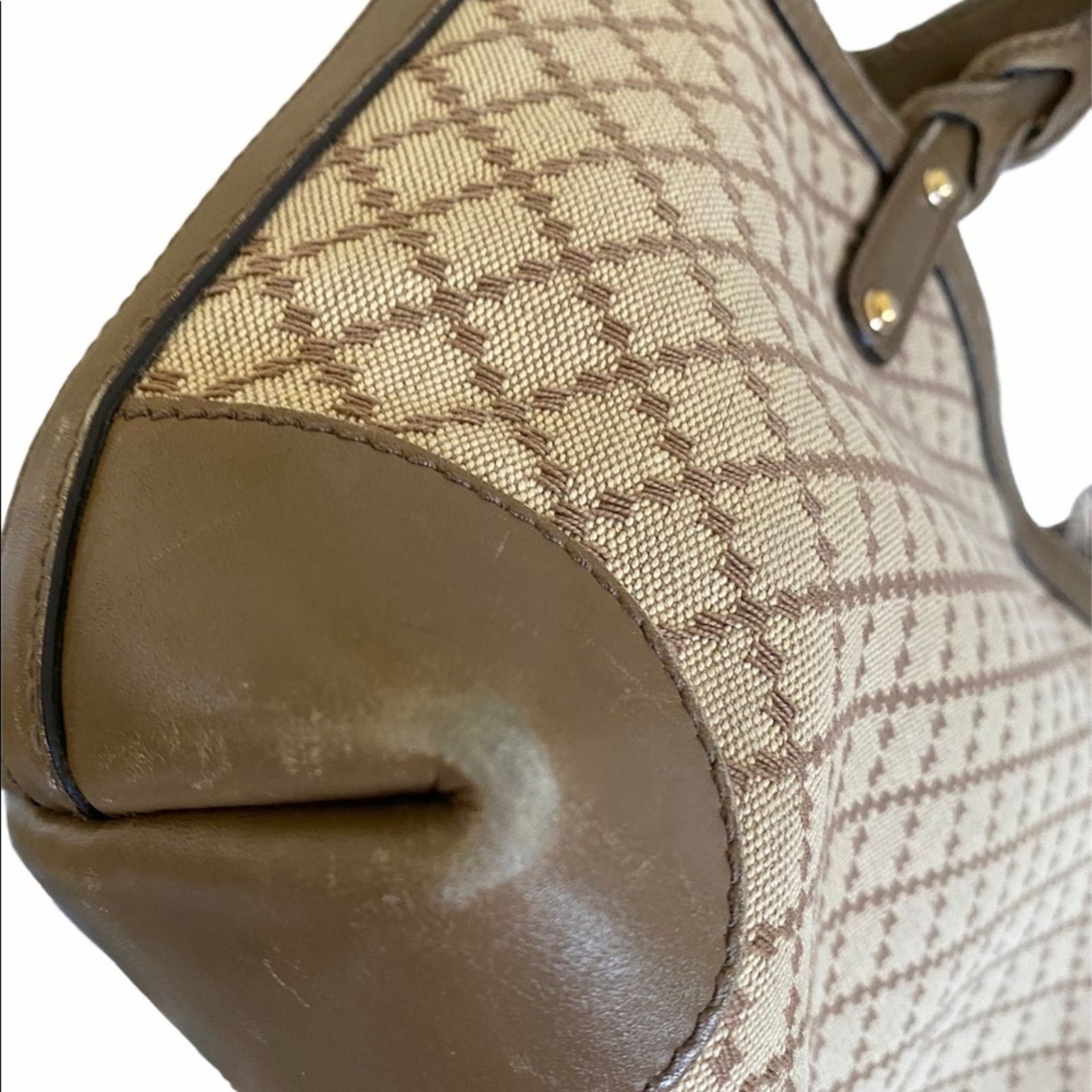 Gucci Gucci Diamanté Brown Canvas Leather Mini Tote & Pouch Size ONE SIZE - 7 Thumbnail