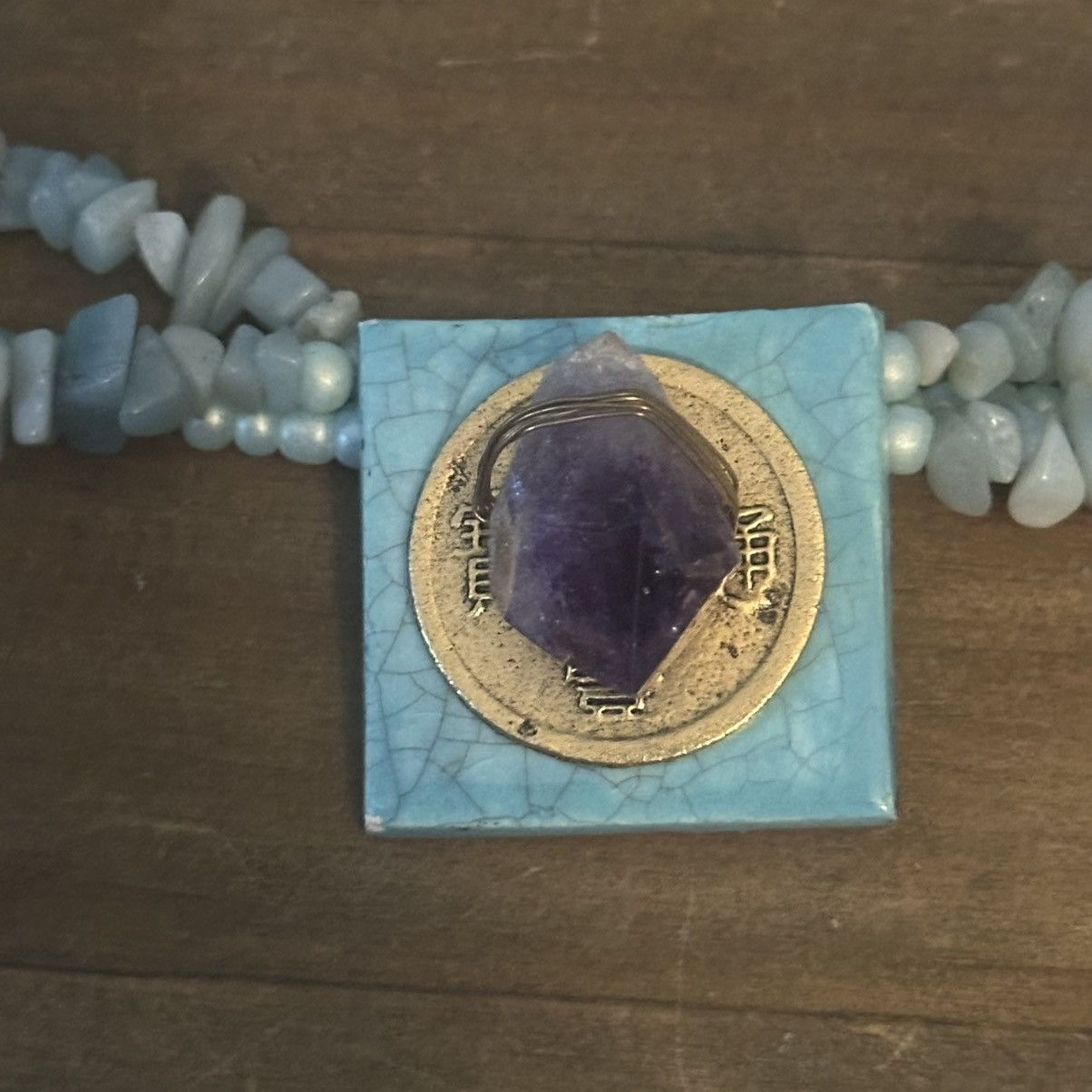 Vintage Vintage multi strand stone chip amethyst pendant necklace Size ONE SIZE - 3 Thumbnail