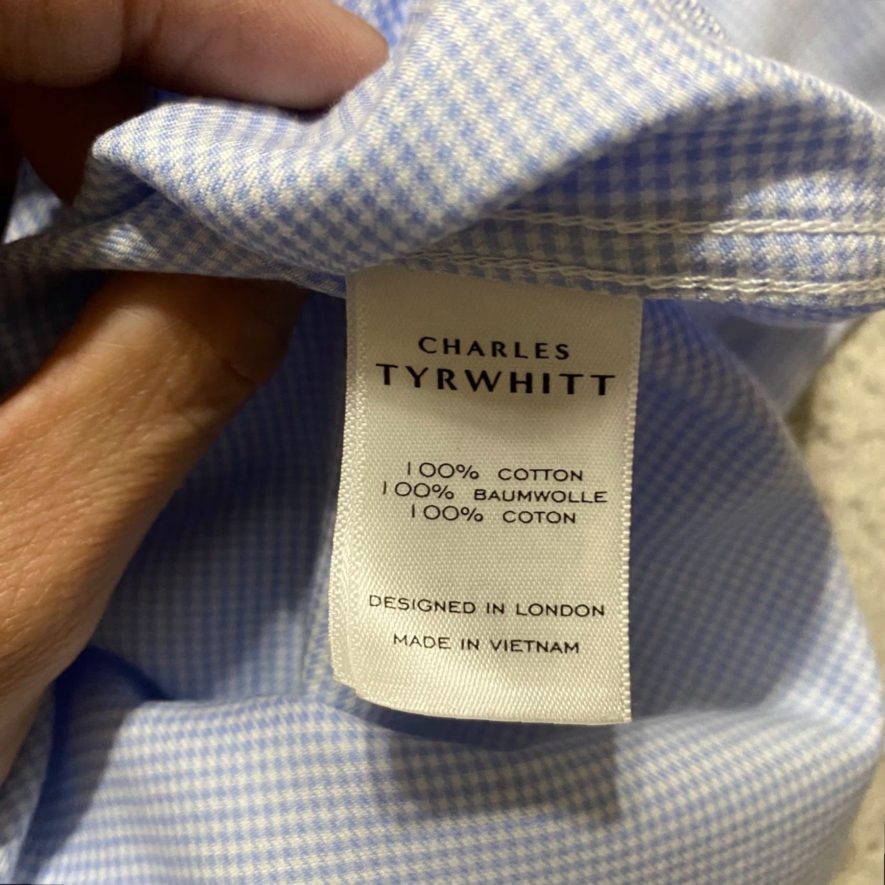 Charles Tyrwhitt Charles Tyrwhitt Shirt Mens 17.5 Blue Plaid Slim Fit Long Sleeve Button Front Size US XXL / EU 58 / 5 - 7 Thumbnail