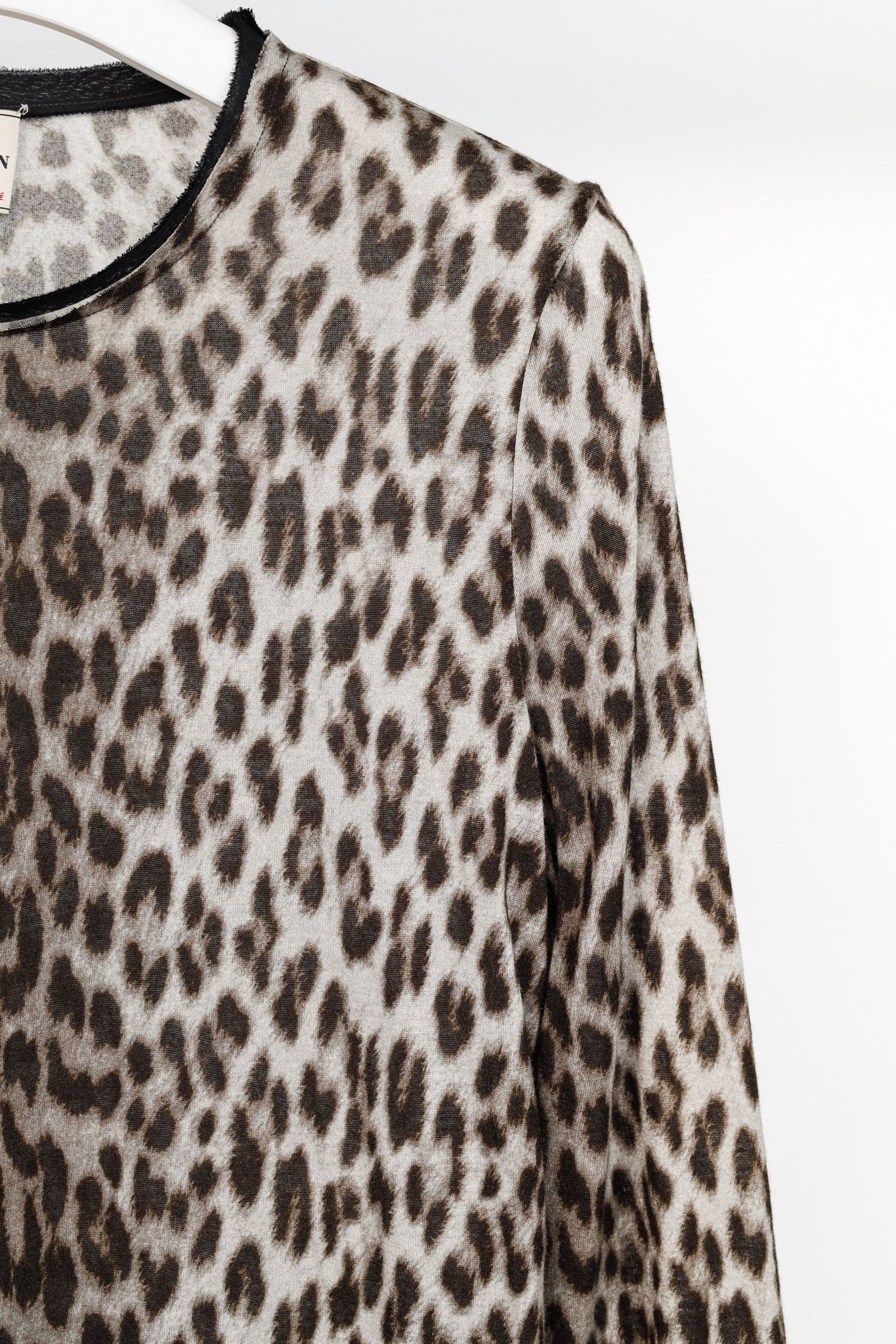 Lanvin Lanvin Grey Leopard-Print Silk-Trim 3/4-Sleeve T-Shirt Size S / US 4 / IT 40 - 5 Thumbnail
