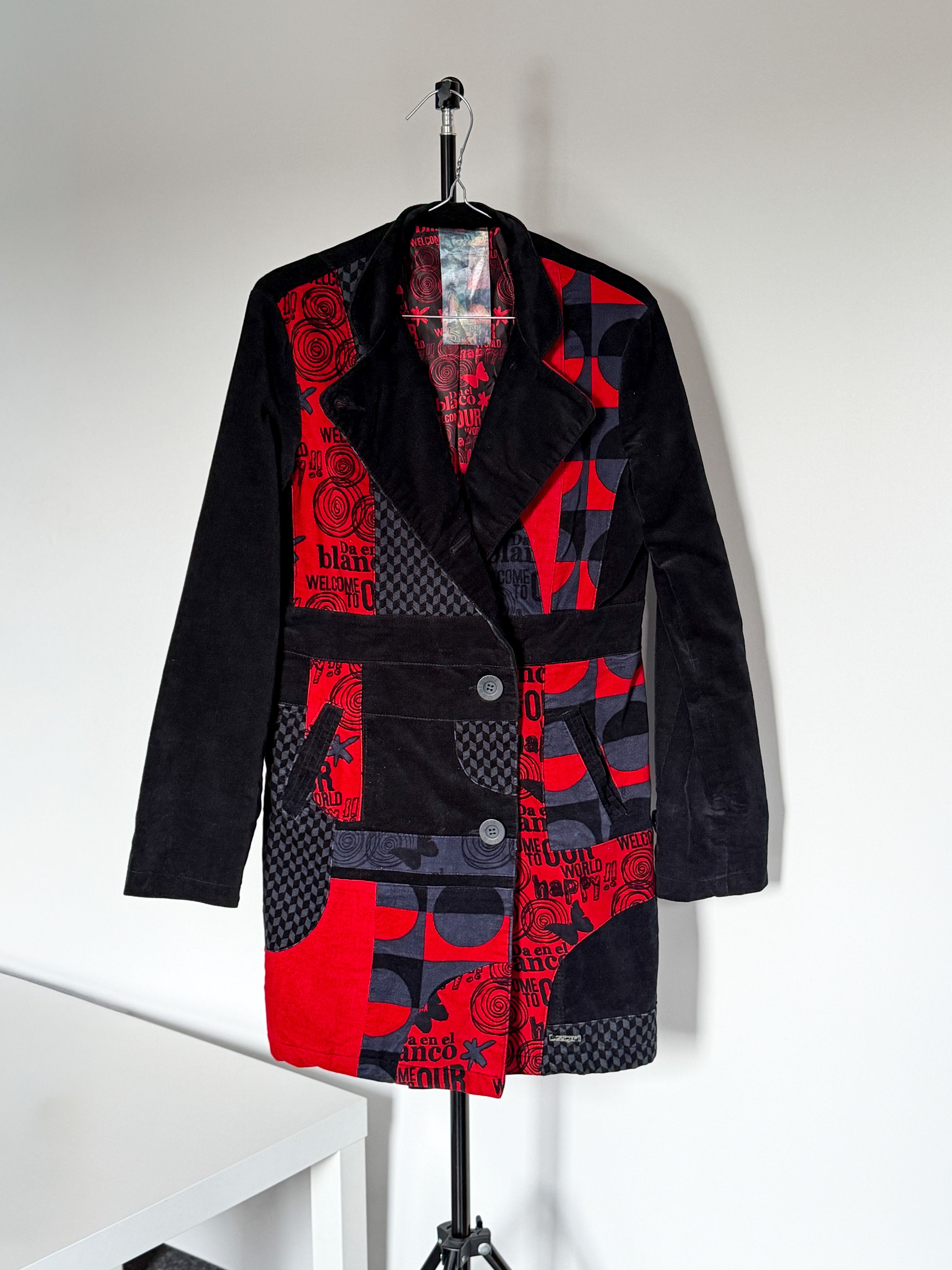 Desigual Desigual Women’s Patchwork Velvet Coat Geo Print Graphics Size M / US 6-8 / IT 42-44 - 2 Thumbnail