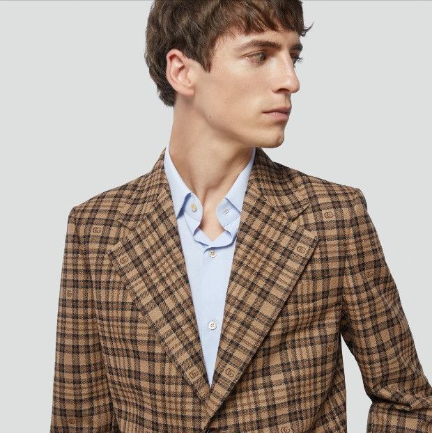 Gucci o1mt1gz0525 Double G Check Wool Jacket in Multicolor Size US M / EU 48-50 / 2 - 3 Thumbnail