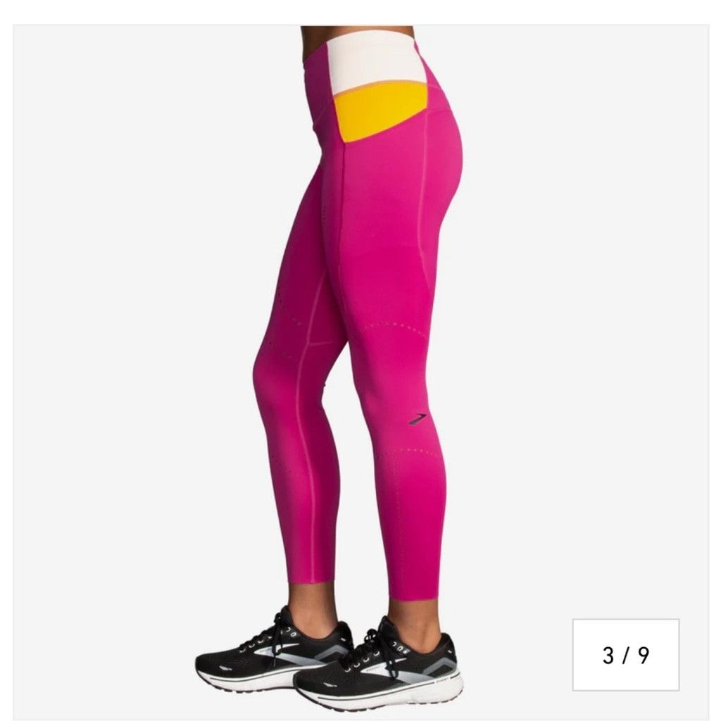 Brooks Brooks Method 7/8 Pink Leggings High-Rise Stretchy Fit Size 30" / US 8 / IT 44 - 3 Thumbnail