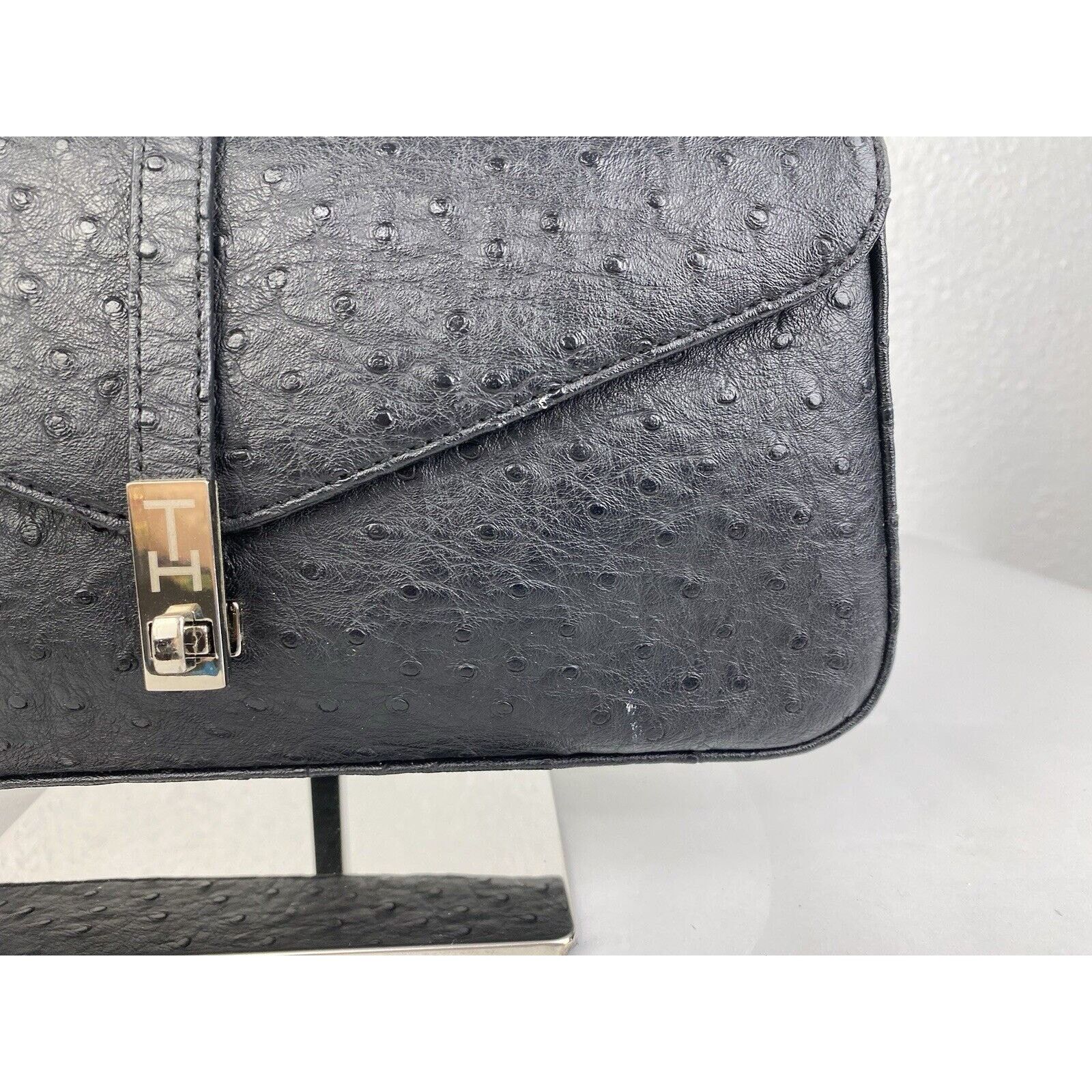 Tommy Hilfiger VTG Tommy Hilfiger Black Ostrich Leather Small Shoulder Bag Size ONE SIZE - 3 Thumbnail