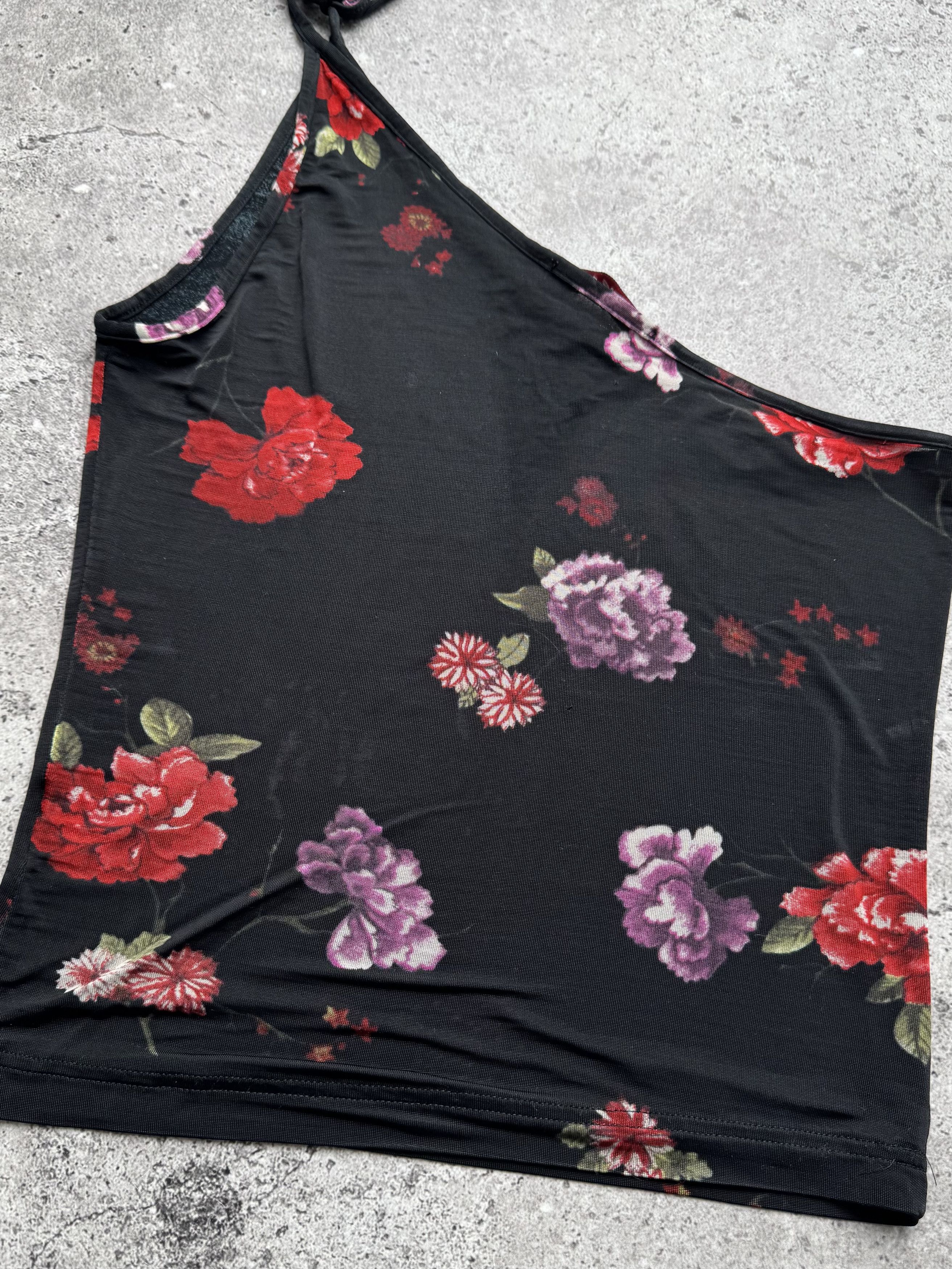 Vintage Vintage One Shoulder Top Floral Asymmetric Strap Y2K Tank Size S / US 4 / IT 40 - 4 Thumbnail