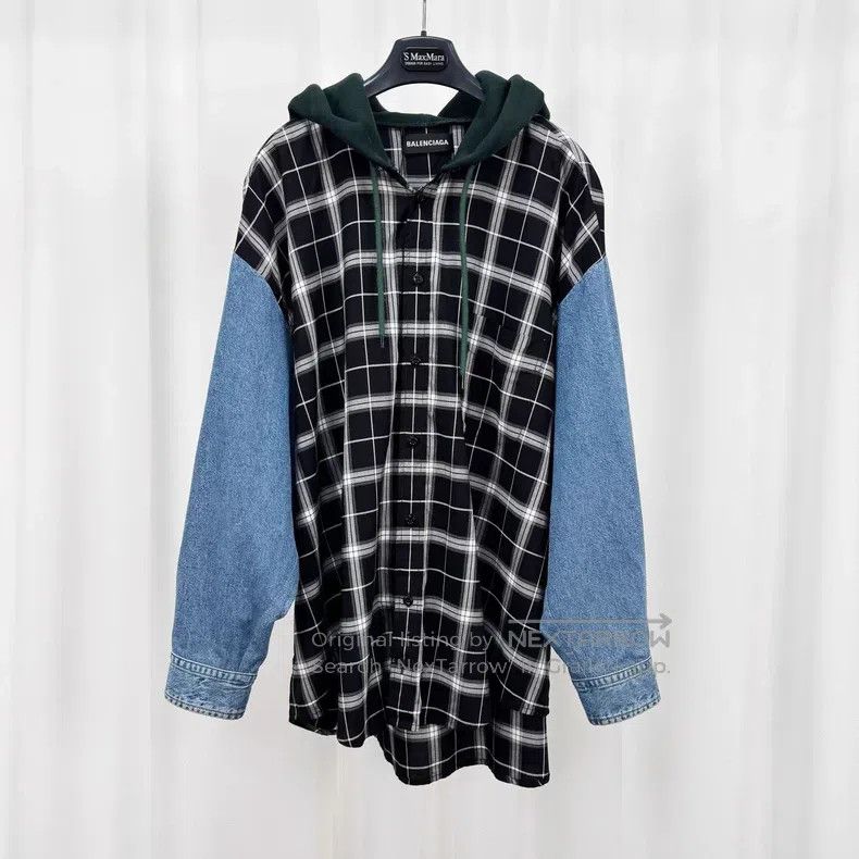 Balenciaga Balenciaga size 41 Two-Piece Checkered Denim Shirt Jacket Size US M / EU 48-50 / 2 - 3 Thumbnail