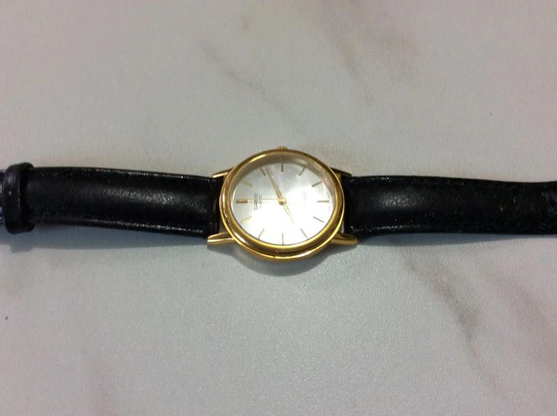 Casio casio gold dial black leather strap watch Size ONE SIZE - 1 Thumbnail
