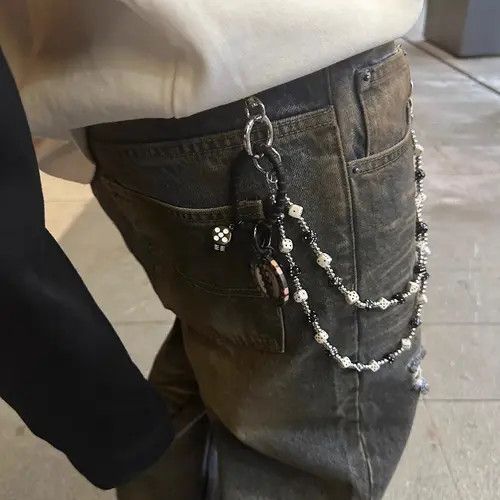 Japanese Brand Retro Bilayer Black White lucky Dice Baccarat Pearl Chain Size ONE SIZE - 2 Thumbnail