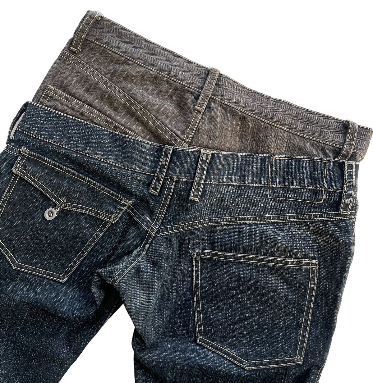 Japanese Brand Crazy Asymmetrical Double Waist Denim Size US 31 - 5 Thumbnail