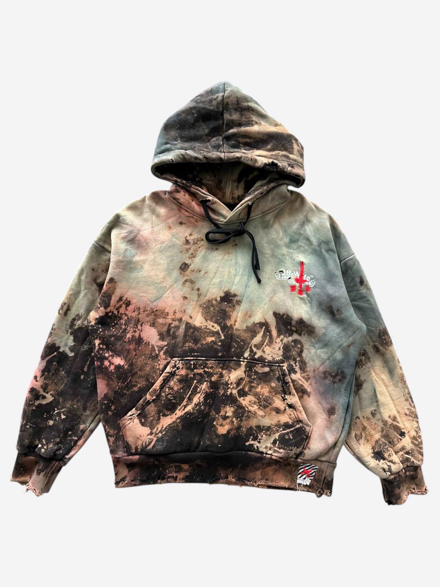 Chrome Hearts Off-White CVTVLIST Black Tie-Dye Bleached Hoodie 
