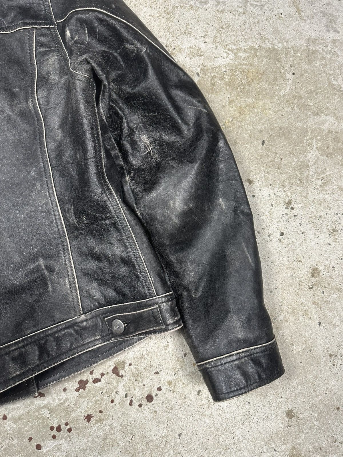 Just Cavalli Cavalli 2000s Eroded Brut Archive Leather Trucker Jacket Size M / US 6-8 / IT 42-44 - 17 Thumbnail