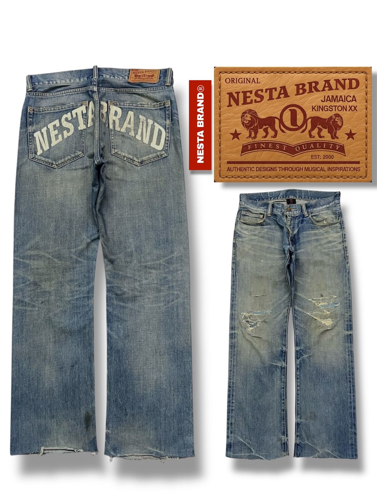 Japanese Brand Vintage 00s NESTA BRAND (Nesta Japan) Japanese Denim - W35 Size US 35 - 1 Thumbnail