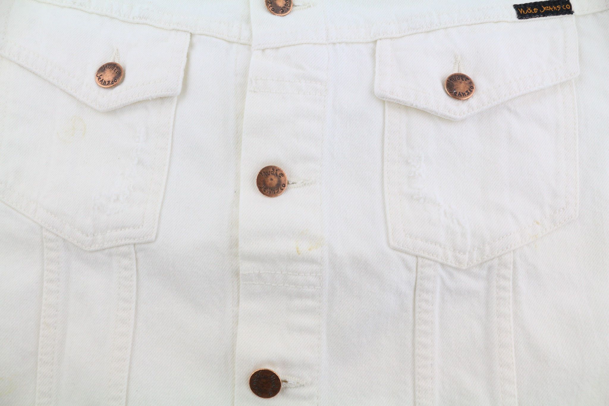 Nudie Jeans BILLY L Pitch White Worn Polo Unlined Light Jacket 82425 Size US L / EU 52-54 / 3 - 8 Thumbnail