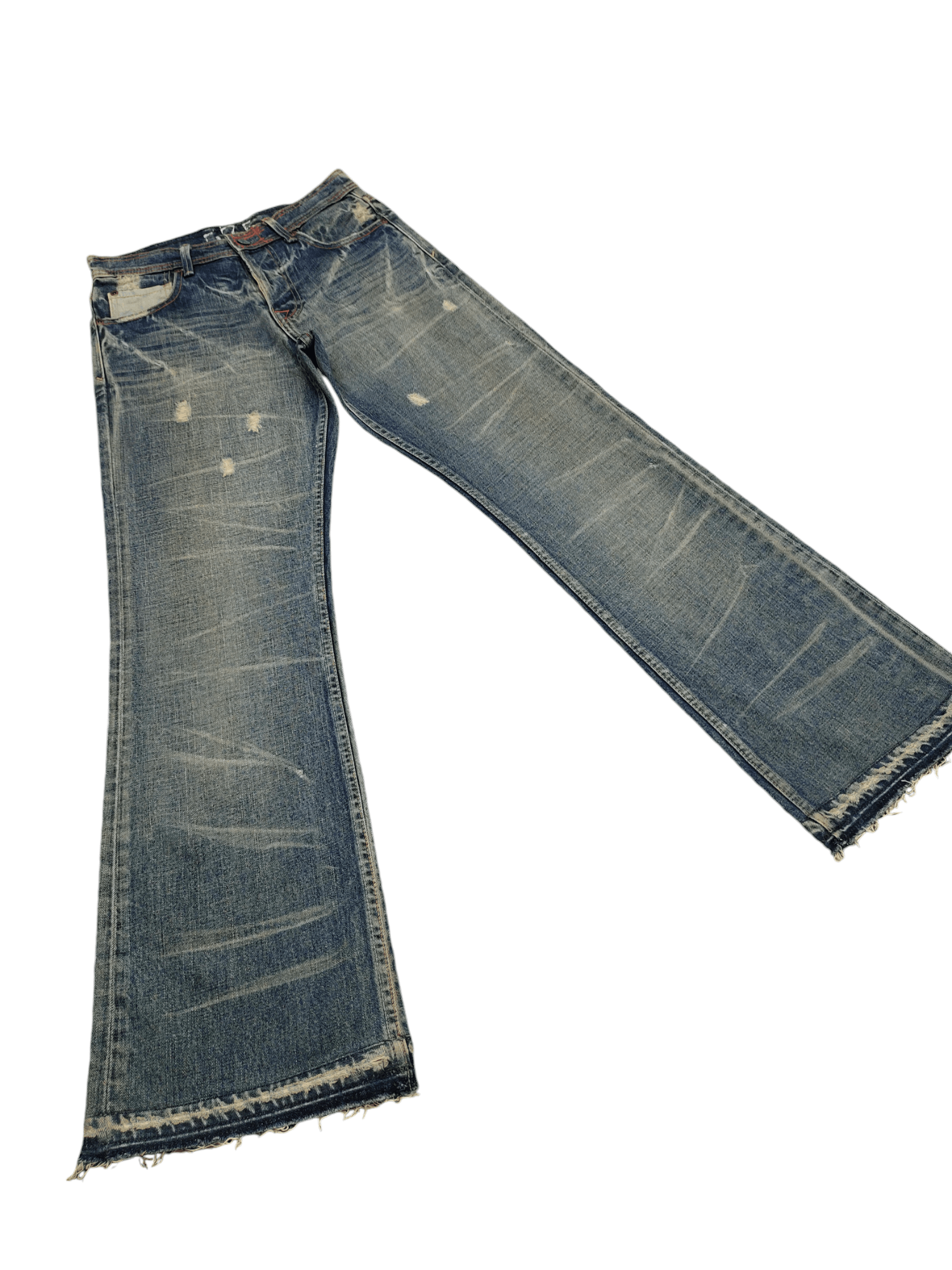 If Six Was Nine Flare Jeans 575 Denim Clawmark Distress Faded Bootcut Y2k Size US 29 - 2 Thumbnail