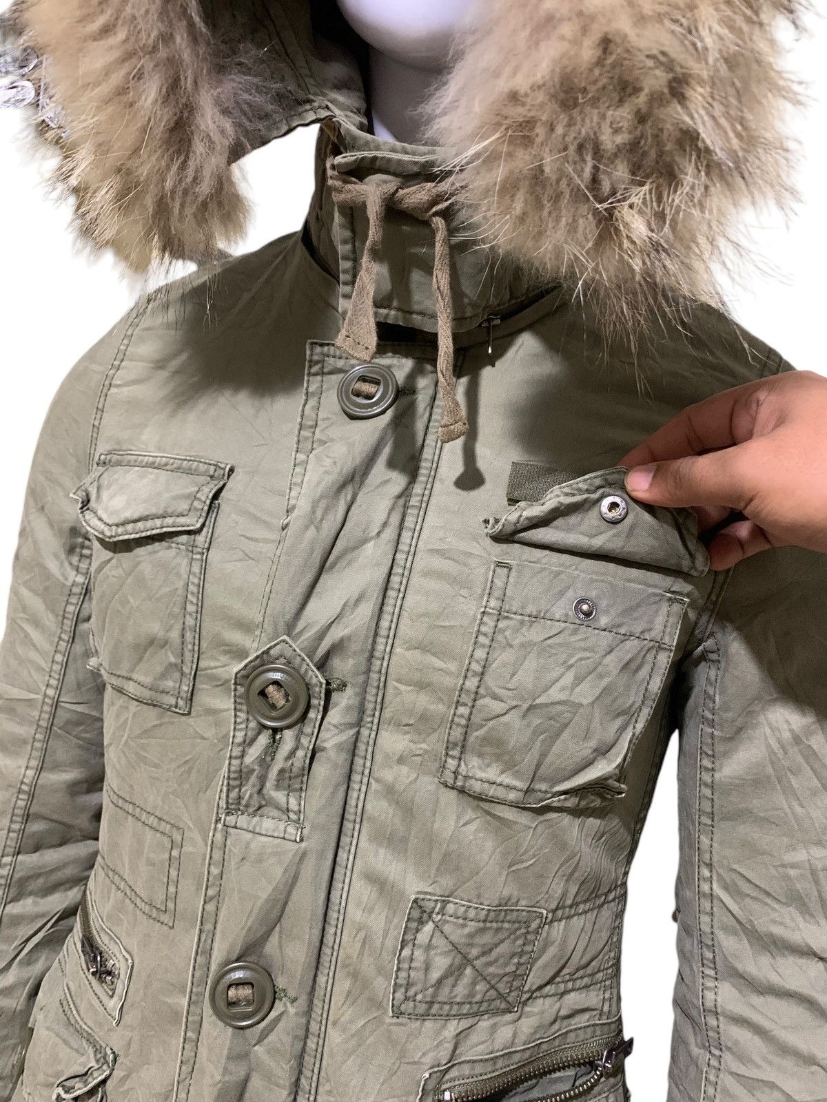 If Six Was Nine OG Moussy raccoon fur cargo military jacket GOA style Size US M / EU 48-50 / 2 - 5 Thumbnail
