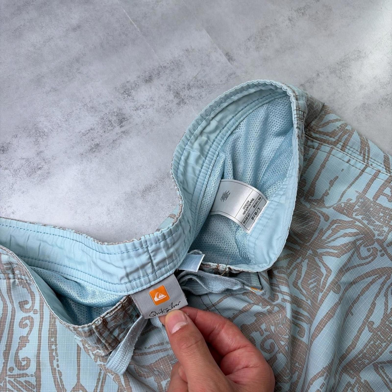 Quiksilver Y2K Blue Quiksilver Grunge Surf Aztec Baggy Board Shorts Size US 38 / EU 54 - 4 Thumbnail