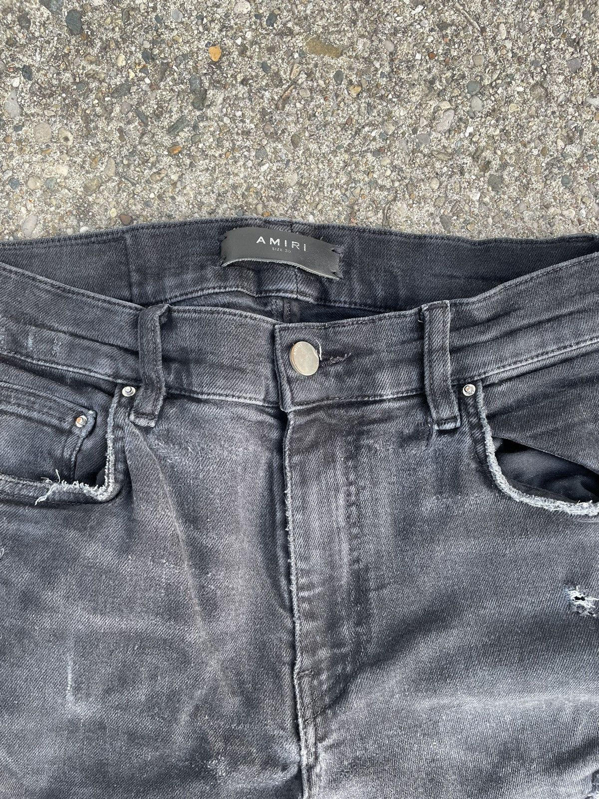 Amiri AMIRI BLACK AND CAMO DISTRESSED DENIM Size US 30 / EU 46 - 2 Thumbnail