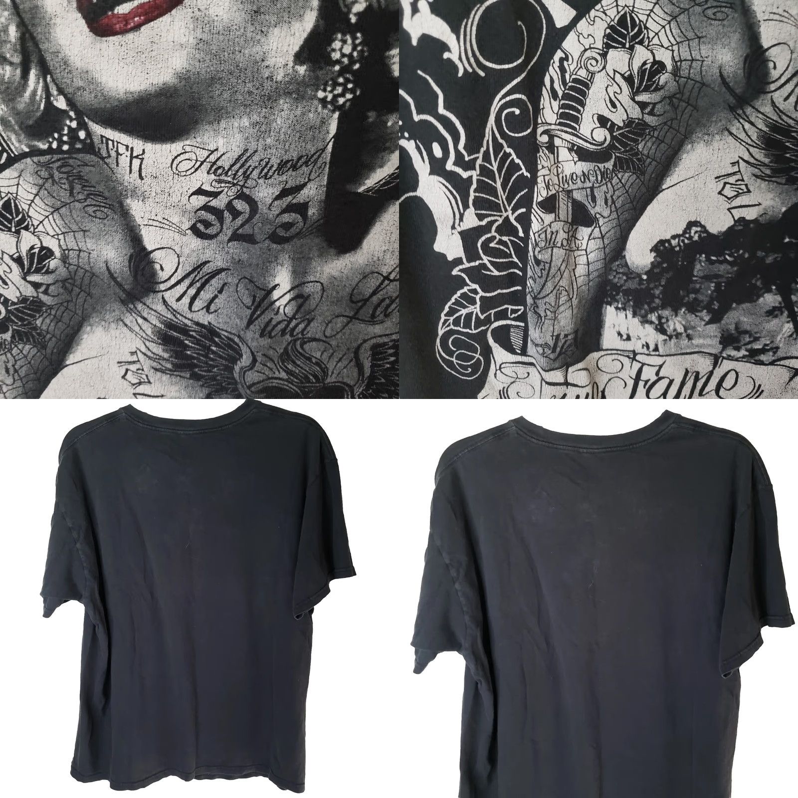 Vintage Marilyn Monroe T-shirt Urban Streetwear Tattoo Art Tee Men's XL Black Size US XL / EU 56 / 4 - 8 Thumbnail