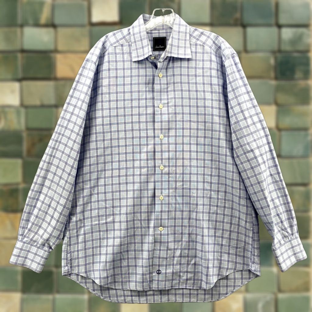David Donahue David Donahue Dress Shirt Men's 16 34/35 Blue Plaid Office Preppy Normcore Corp Shirt Mens Size 34/35 Blue Plaid Dress Shirt (Regular) Size 34R - 1 Thumbnail