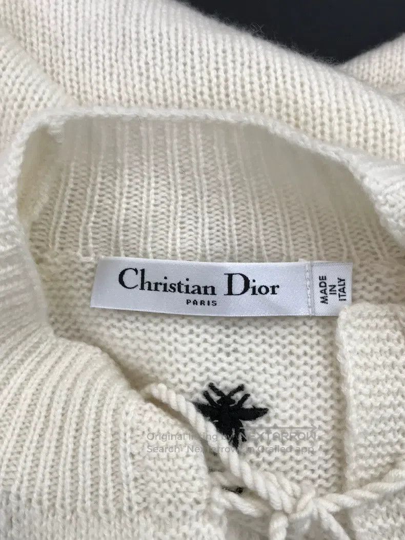 Dior Dior White little bee lace-laced cashmere sweater Size S / US 4 / IT 40 - 3 Thumbnail