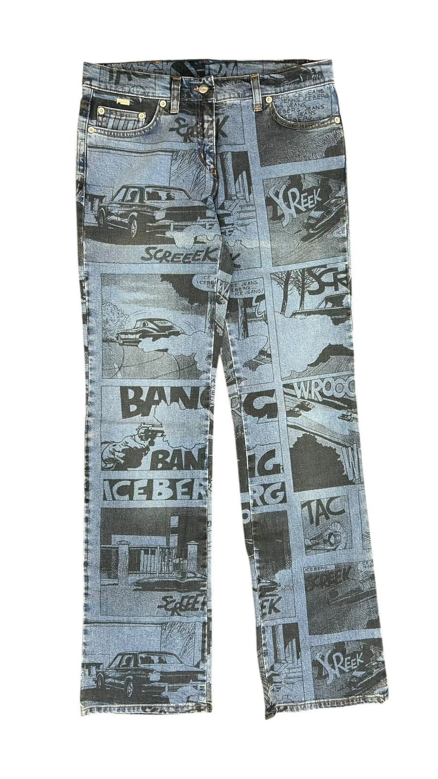 Iceberg Deadstock 90s Iceberg old school Jeans Comic Strip Print - Size 27" / US 4 / IT 40 - 3 Thumbnail