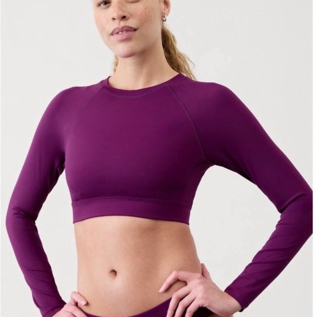 Athleta Athleta Momentum Flex Crop Top Purple Long Sleeve Size S / US 4 / IT 40 - 1 Thumbnail