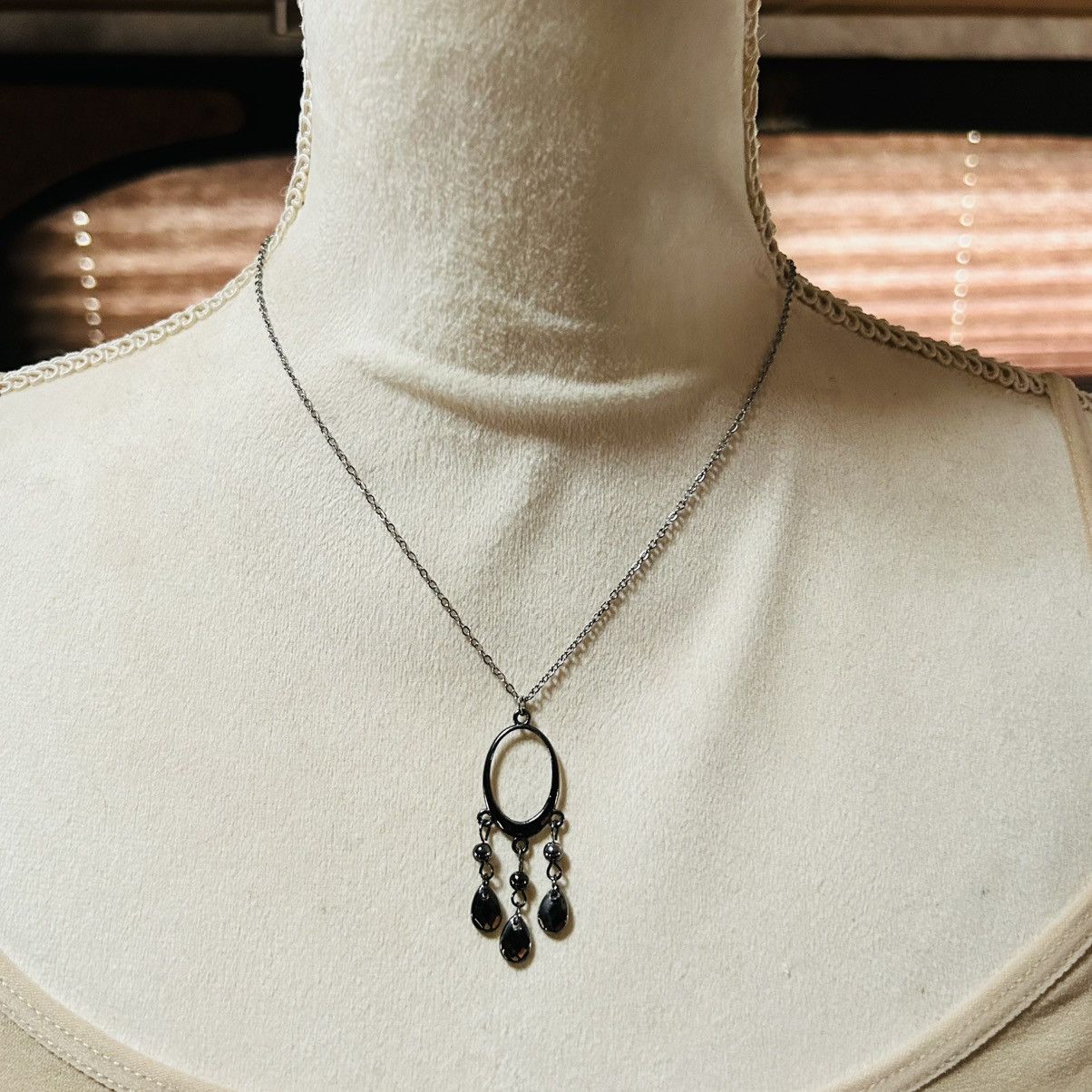 Handmade Handcrafted chrome tone faceted dangle pendant necklace Size ONE SIZE - 2 Thumbnail