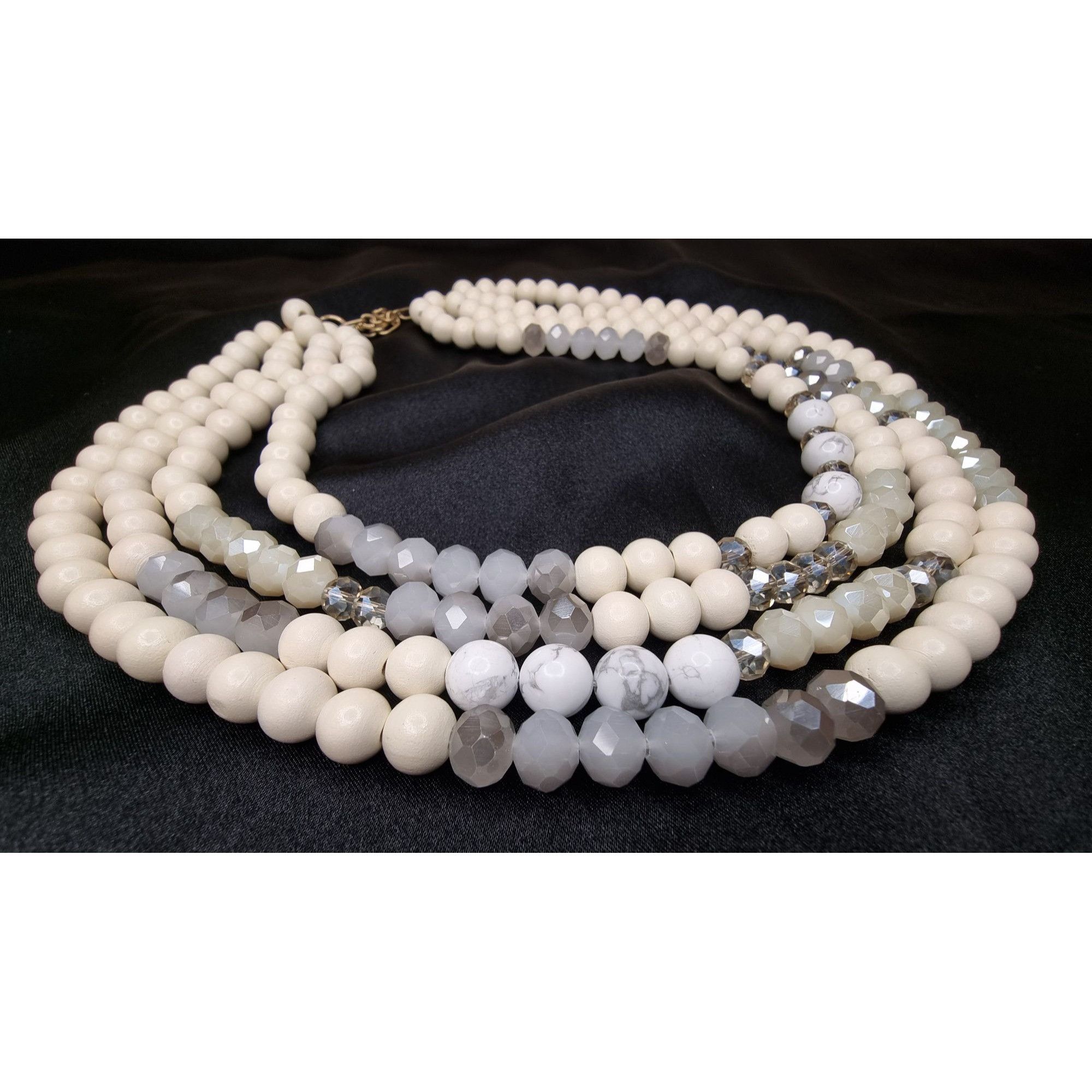 Vintage Susan Graver Multi-Strand Wooden Statement Necklace With Gol Size ONE SIZE - 2 Thumbnail