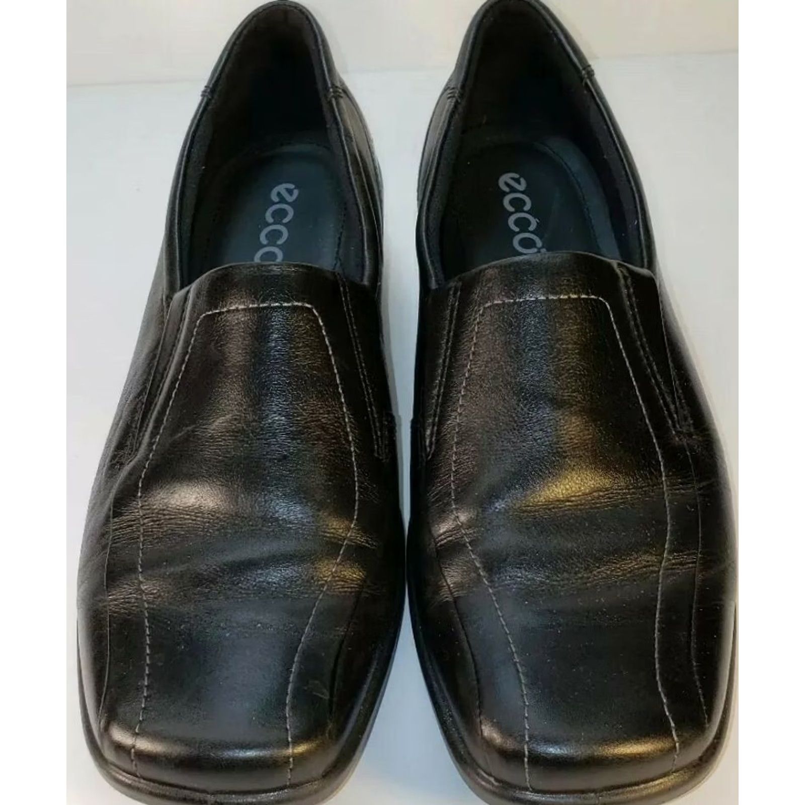 Ecco ECCO Women's Square Toe Wedge Slip-on Leather Black 9.5M 40EU Comfort Shoe Size US 8 / IT 38 - 3 Thumbnail