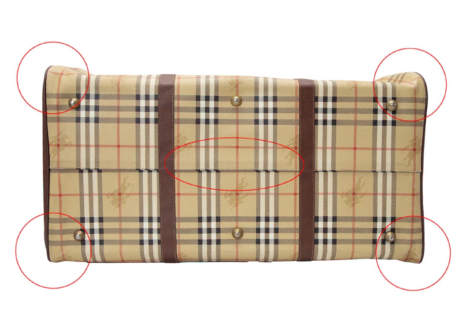 Burberry Haymarket Check Double Zip Boston Bag in Beige Size ONE SIZE - 6 Thumbnail
