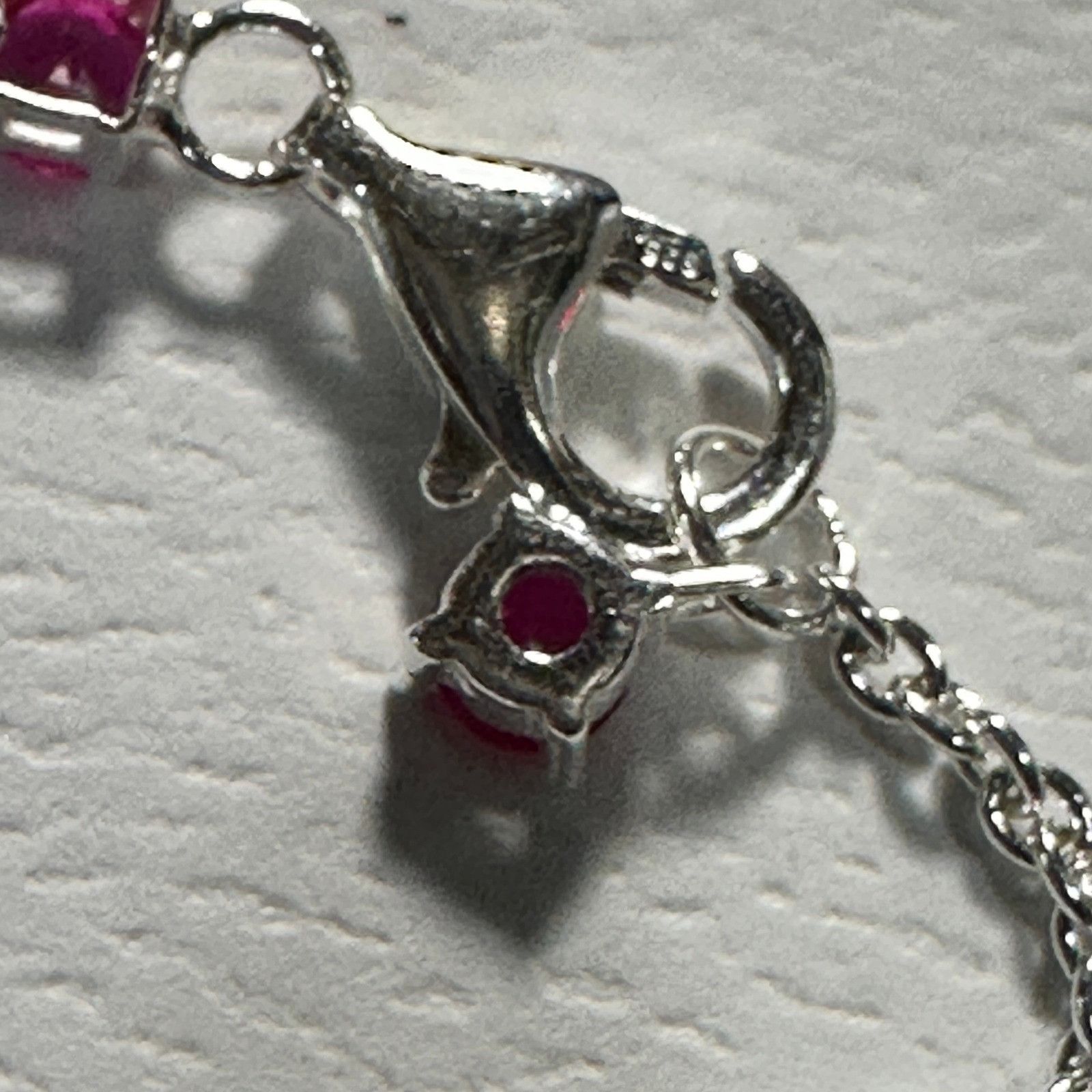 pandora Authentic Pandora, SZ 20CM, Hot Pink Crystal Tennis Bracelet Size ONE SIZE - 6 Thumbnail